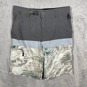 Realtree Fishing Shorts Mens Small Gray White Colorblock‎ Cargo Belted